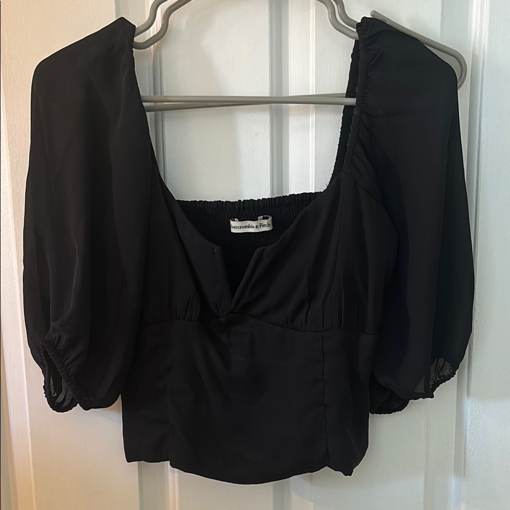 Abercrombie & Fitch Black Puff Sleeve Blouse